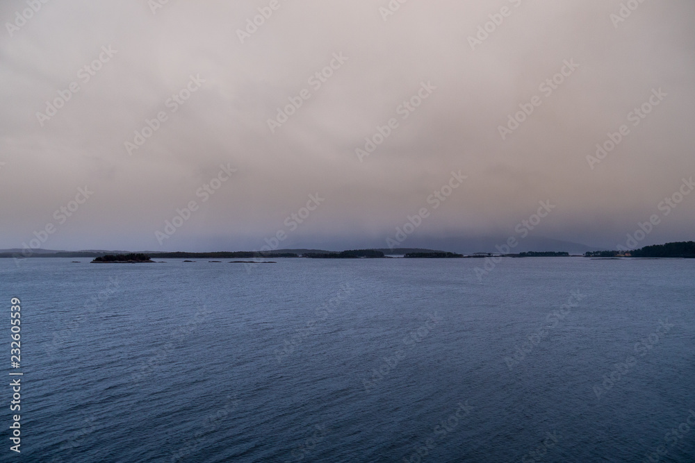 Fototapeta premium true and unchanged norwegian landscape view during winter with the real rough nordic enviornment