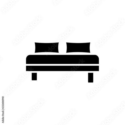 Black & white vector illustration of daybed with  pillows. Comfortable sofa. Flat icon of settee. Modern home & office furniture. Isolated object