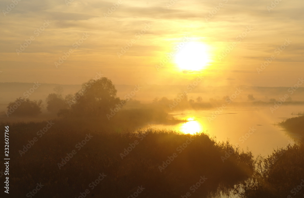 Fototapeta premium Landscape with river at early morning time