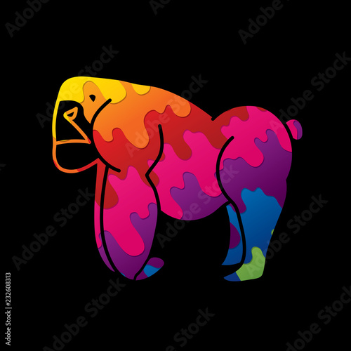 Gorilla, King Kong standing side view graphic vector