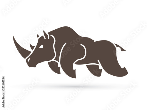 Angry Rhino attack graphic vector.