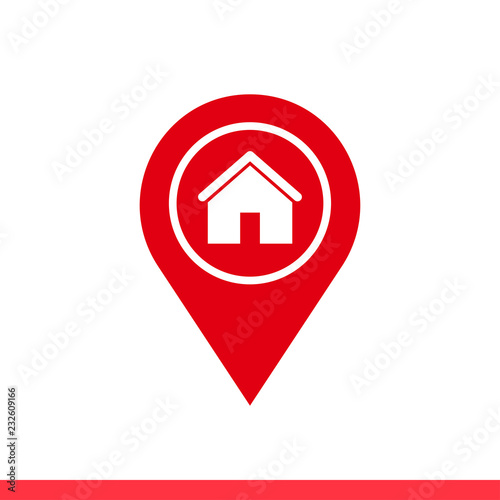 Home pin icon, house symbol. Vector illustration