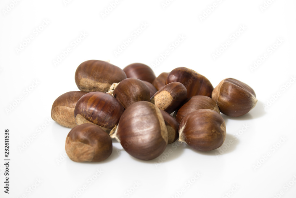Chestnuts isolated in a white background Chestnuts isolated in a white background