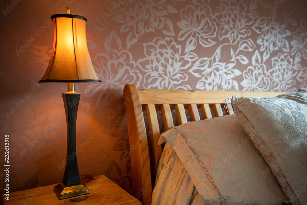 Table lamp in a bedroom Table lamp in a bedroom