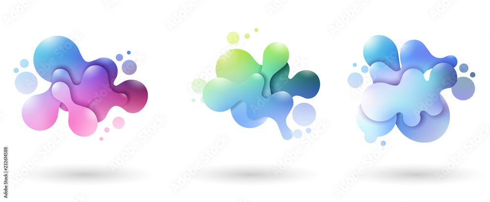 Set of abstract modern graphic elements. Dynamic colored forms and line. Gradient abstract banners with flowing liquid shapes. Vector template for the design of a logo, flyer or presentation. Set of abstract modern graphic elements. Dynamic colored forms and line. Gradient abstract banners with flowing liquid shapes. Vector template for the design of a logo, flyer or presentation.