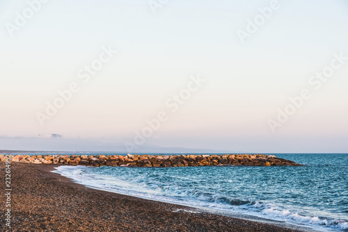 Fototapeta Naklejka Na Ścianę i Meble -  Empty send beach near the Mediterranean sea