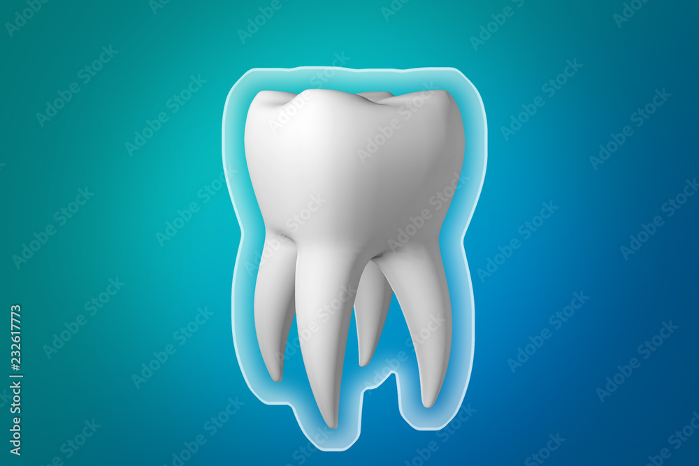 Shield protecting teeth from food germs. 3d render Shield protecting teeth from food germs. 3d render