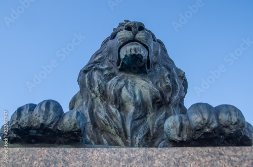Mogilev, Belarus - September 29 2018: Bronze Lion sculpture