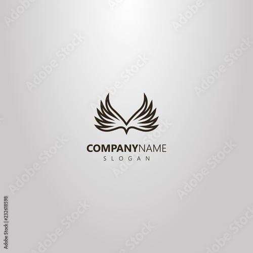 black and white simple vector logo of two abstract bird wings