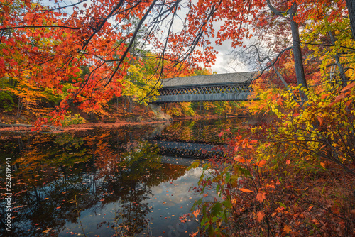 Hinniker Covered Bridge In Autumn