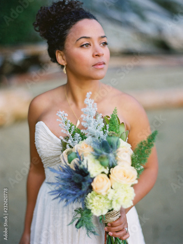 Bride with floral crown photo