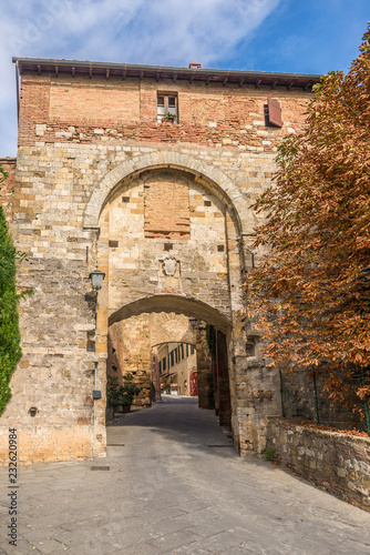View at the Farrine gate in Montepulciano town - Italy
