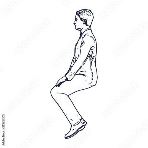 Fototapeta Naklejka Na Ścianę i Meble -  An illustration of man in sitting pose. Web icon for application