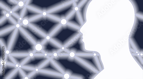Silhouette of a man head. Mental health relative brochure or report design. Scientific medical background