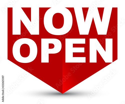 red vector banner now open