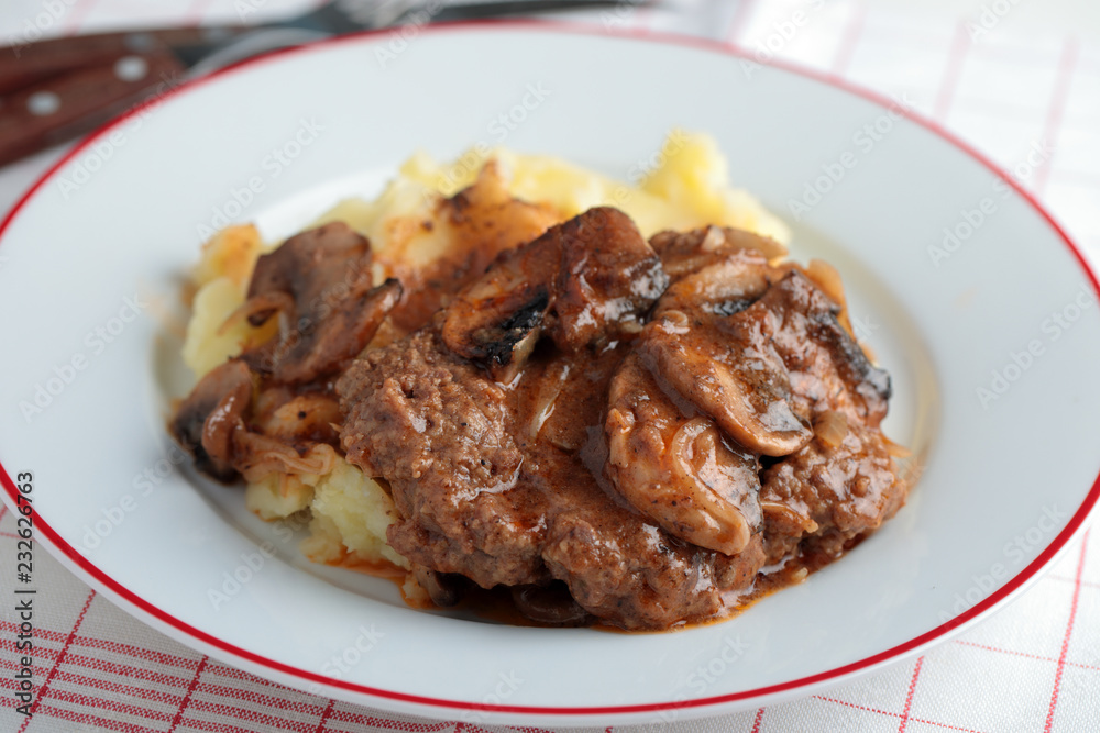 Salisbury steak with mashed potato
