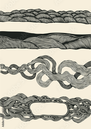 abstract design elements set, halftone drawing set. vector illustration