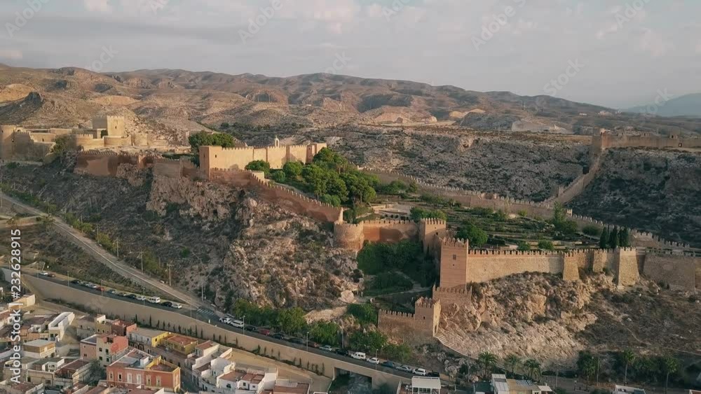 Aerial shot of ancient Alcazaba of Almeria, a fortress in southern Spain Aerial shot of ancient Alcazaba of Almeria, a fortress in southern Spain