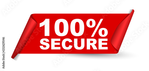 red vector banner 100% secure