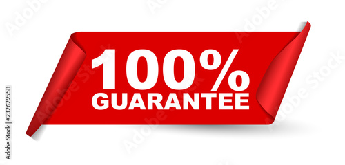 red vector banner 100% guarantee