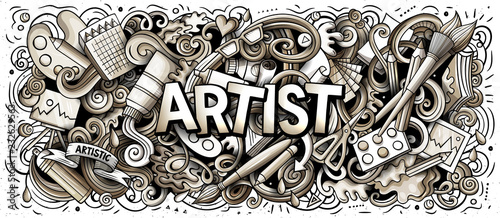 Cartoon cute toned cartoon doodles Artist word