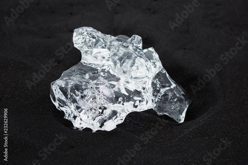 ice on black sand beach