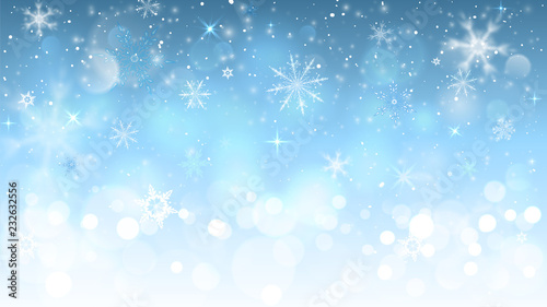 christmas blue background with snowflakes