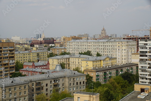 Moscow view from the roof of 13th floors building in the district of Hamovniki