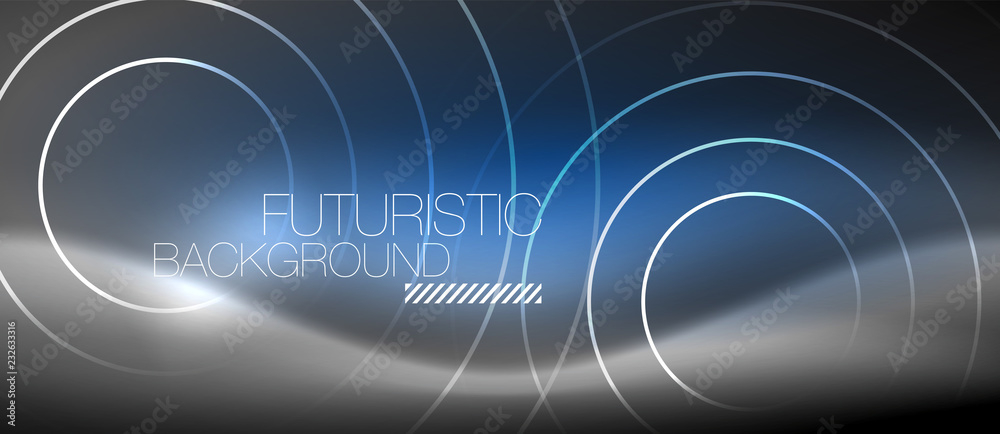 Neon circles abstract background, shiny lines Neon circles abstract background, shiny lines