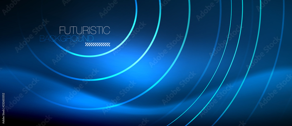 Neon glowing circles background