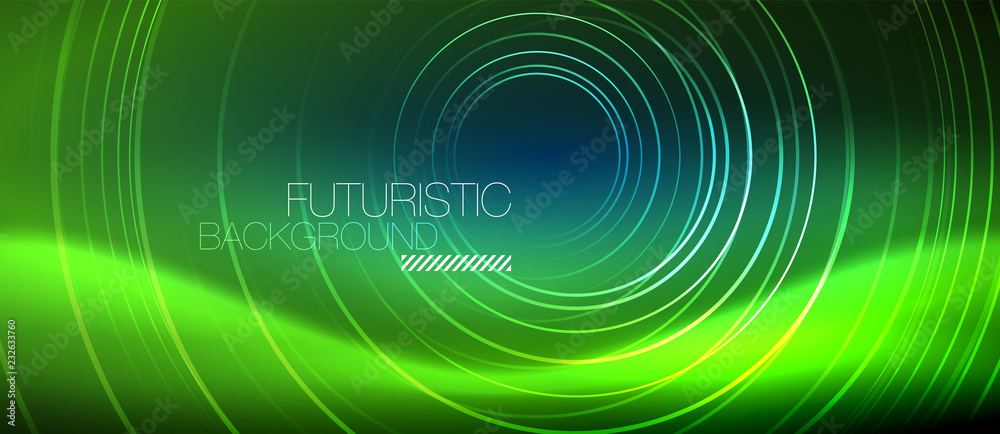 Neon glowing circles background Neon glowing circles background