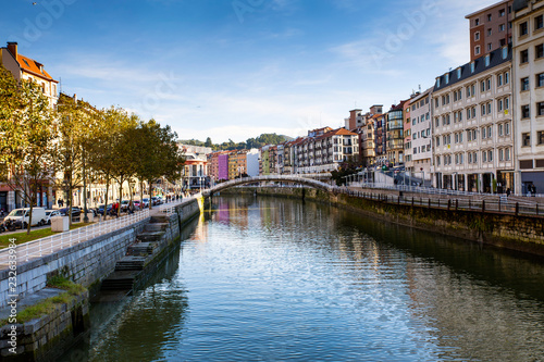 view of riverside in spanish Bilbao city