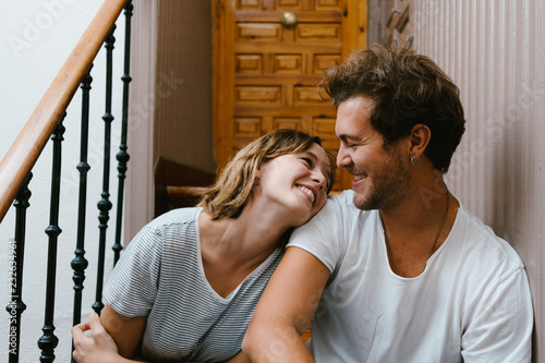 beautiful young couple spending time together at home