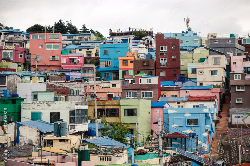 colorful houses in town of korea