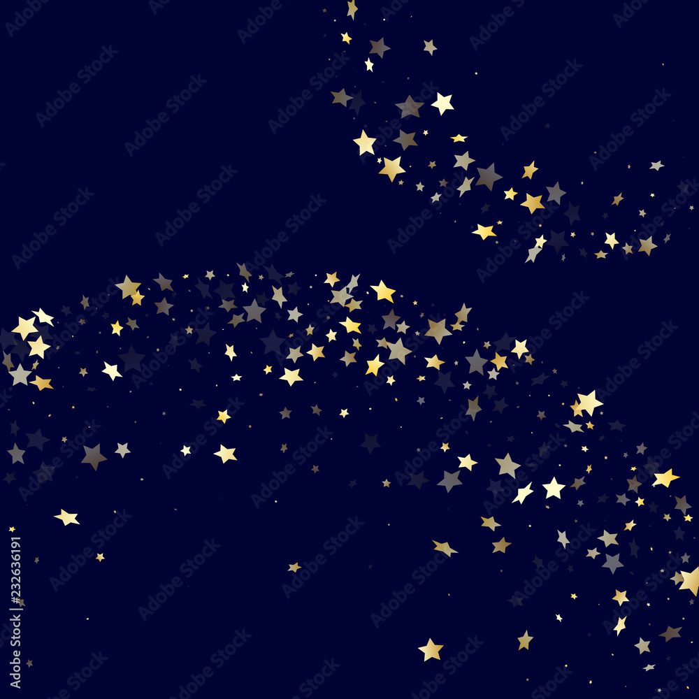 Gold falling star sparkle elements of glitter gradient vector background.