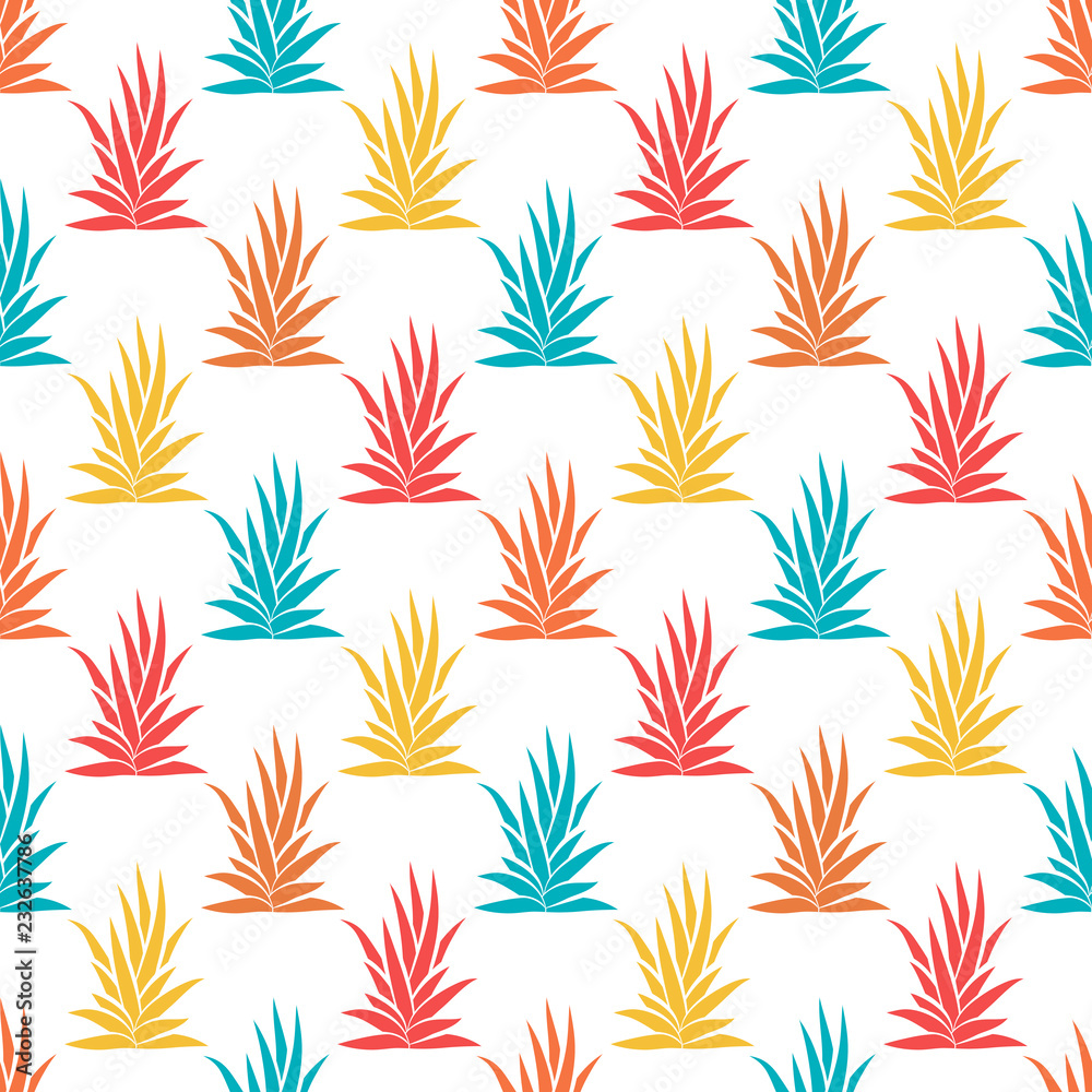 Seamless pattern with tropical succulent plants on white background. Vector illustration. Seamless pattern with tropical succulent plants on white background. Vector illustration.