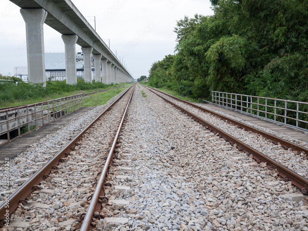 Fototapeta premium way of train and rock 