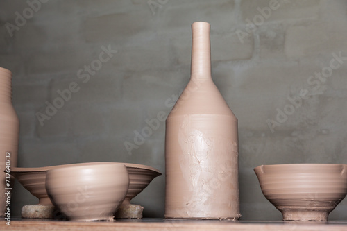 Pottery on a table photo