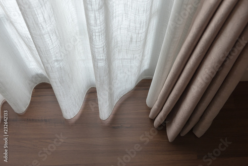 closed up of beautiful  grey curtain