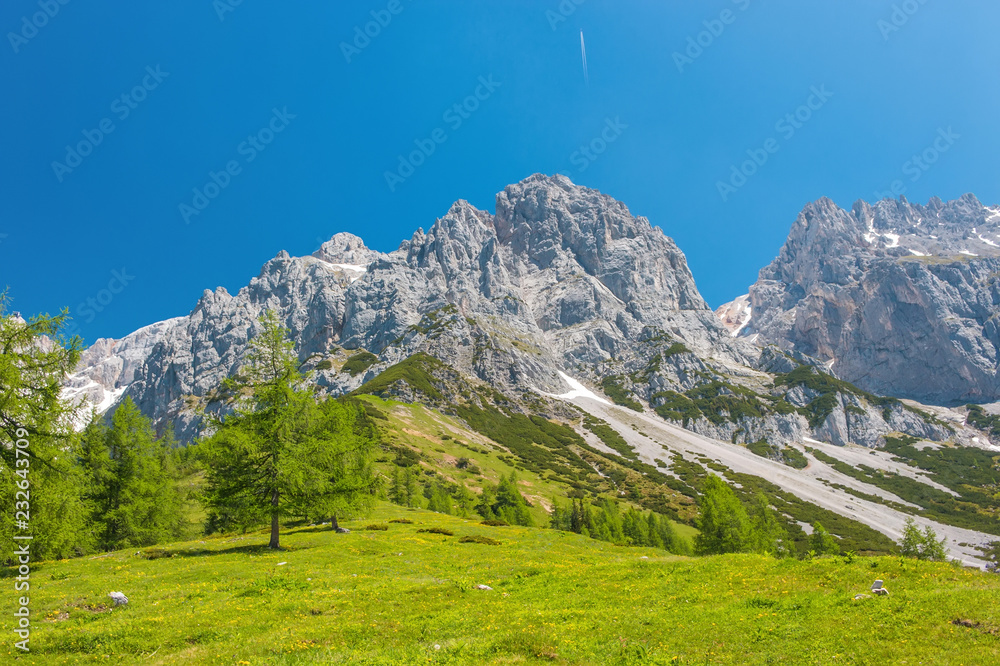 View closeup Alpine rocks in National park Dachstein, Austria, Europe