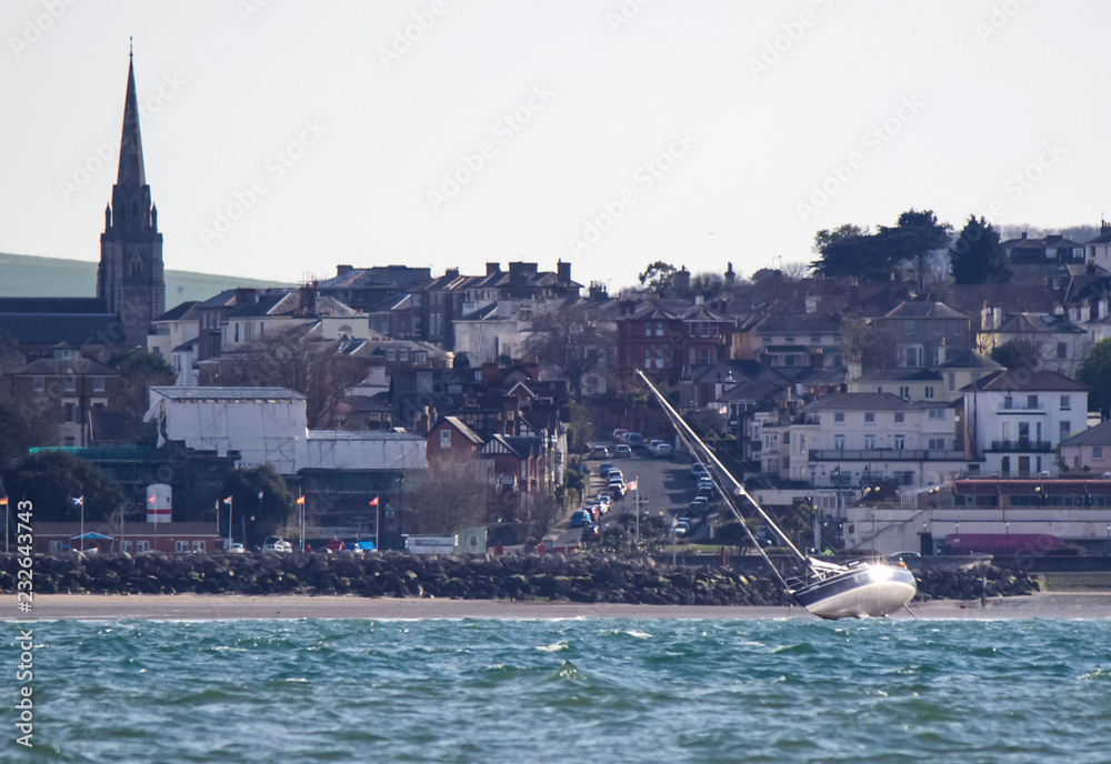 Fototapeta premium Yacht aground on beach