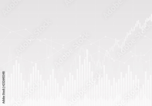 Modern financial or business chart with growing and falling trend as abstract background with gray gradient