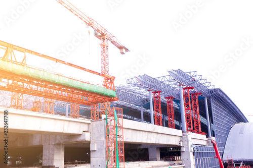 Under construction of metal steel framework outdoors buildings. © Koonsiri