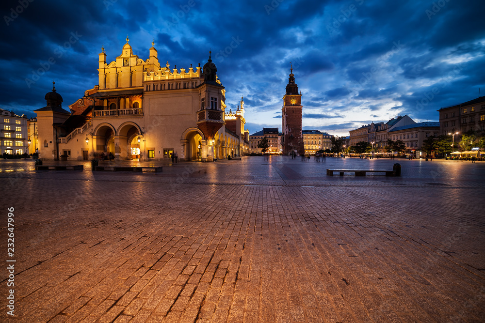 Old Town Square of Krakow in the Evening