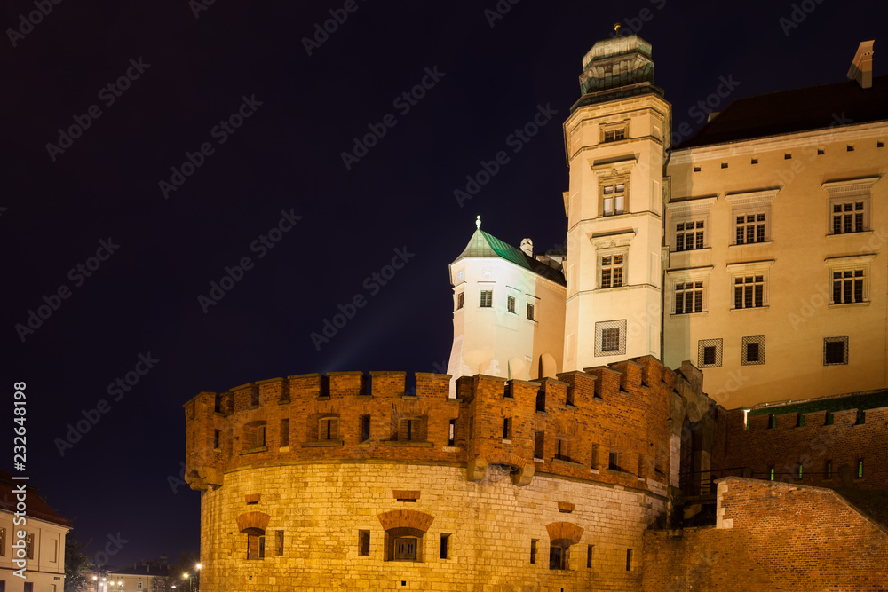 Wawel Royal Castle at Night in Krakow