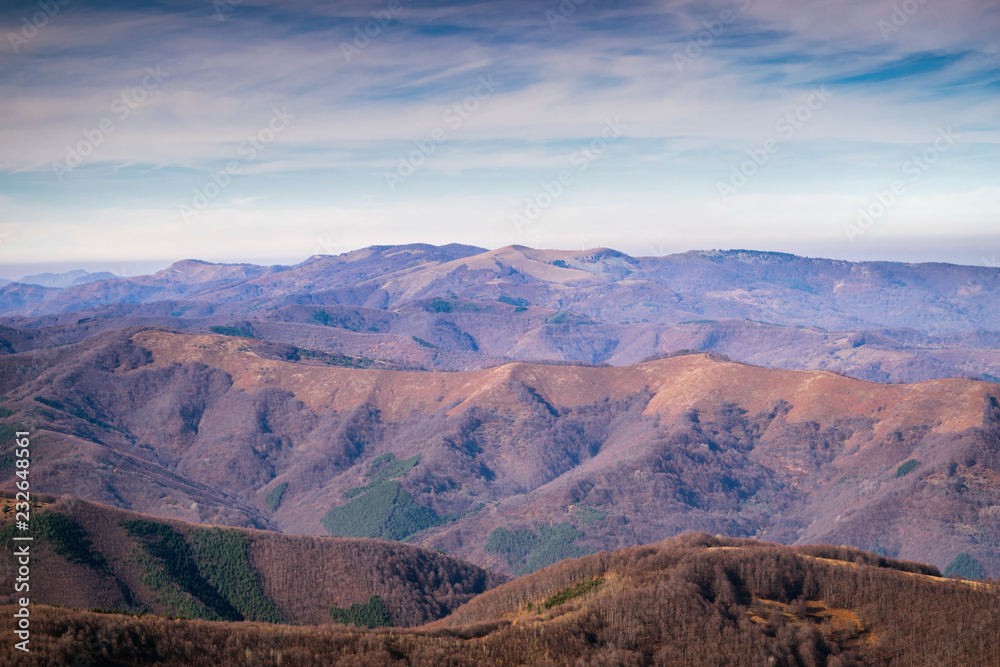 Beautiful mountain view from the path from Beklemeto to Kozya Stena, Troyan Balkan, Bulgaria