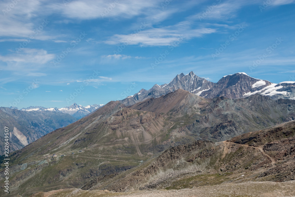 View closeup mountains scenes in national park Zermatt, Switzerland, Europe