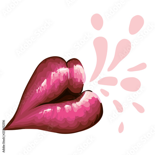 Lips in a sweet kiss. Delicate pink lips give a savory kiss of sweet love.