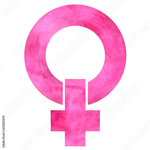 Symbol of feminism, women and the struggle for their rights in a variety of shades of pink