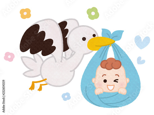 コウノトリと赤ちゃん Stock イラスト Adobe Stock コウノトリと赤ちゃん Stock イラスト Adobe Stock